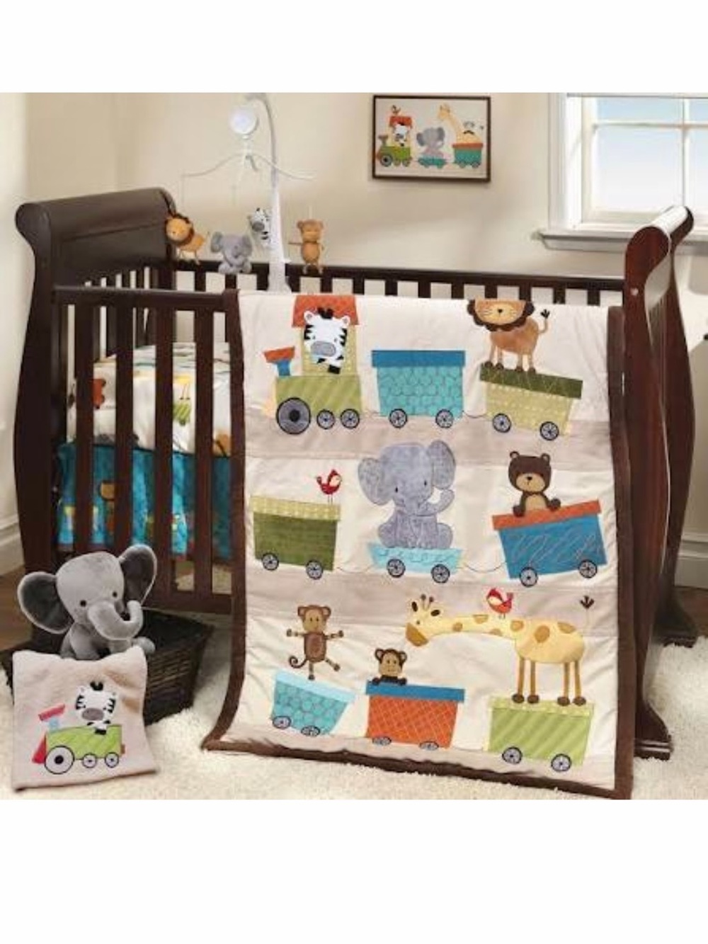 Lambs & Ivy Animal Train 3 Piece Crib Set – Choo Choo Collection Nursery Bedding